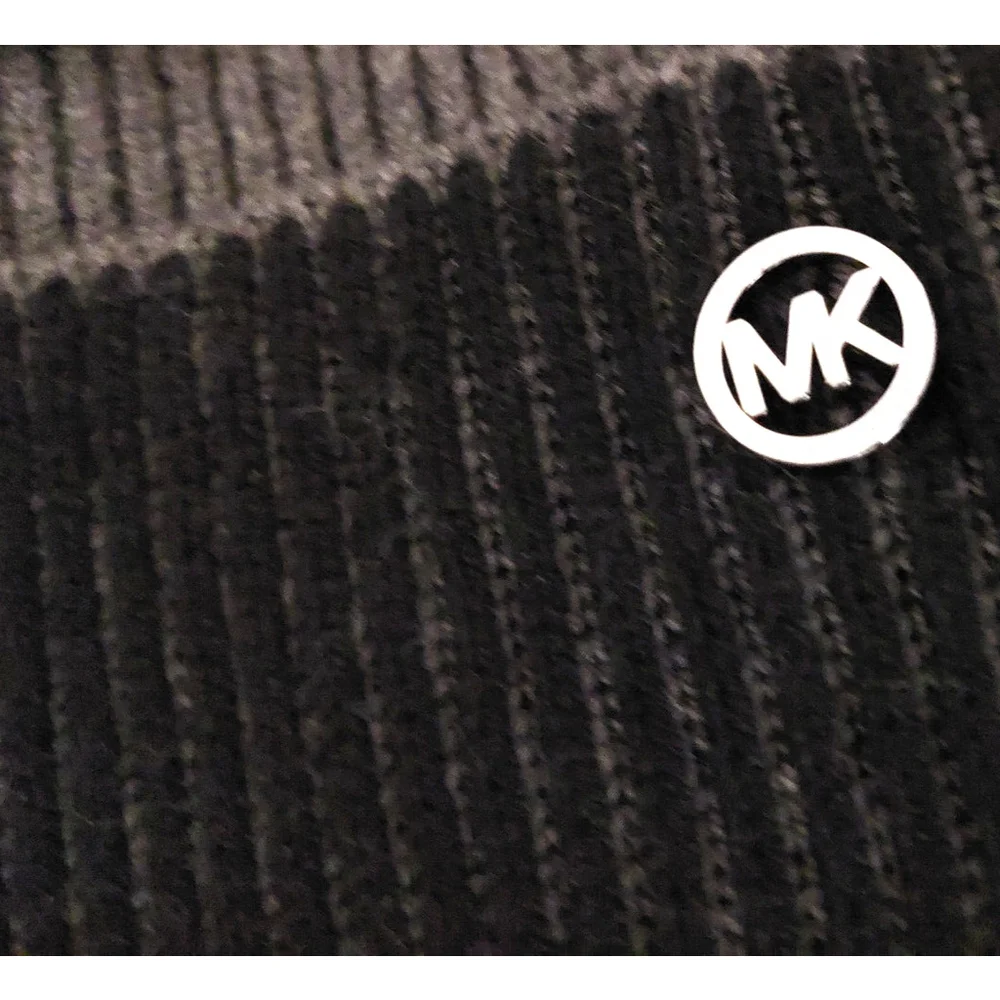 Michael Kors Colorblock Black & Gray Beanie Fall Winter Hat Sz One Size NWT